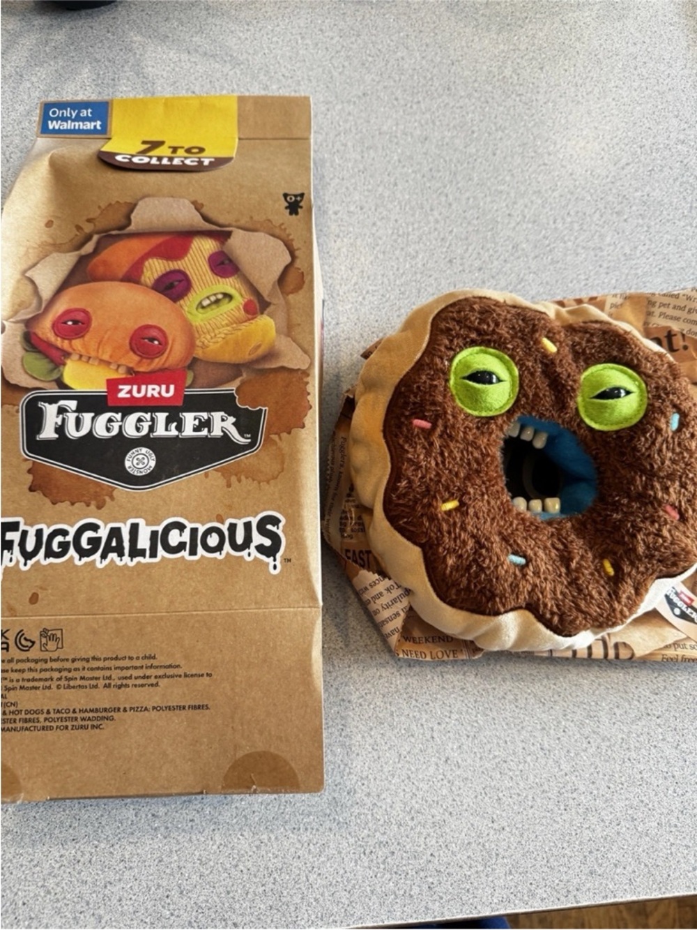 New Fuggler Fuggalicious Chocolate Covered Sprinkle Donut 9" Plush Food Dessert